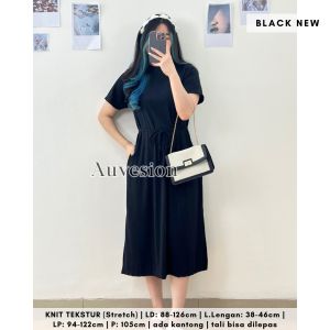 4240 mina knit strap midi dress natal polos rib premium bumil friendly