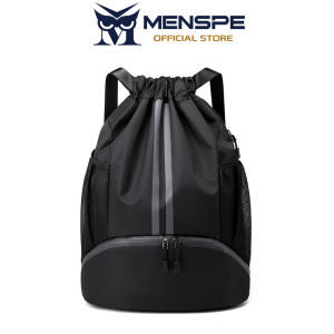 MENSPE Drawstring Backpack Bag Outdoor Waterproof Gym Backpack Sports Yoga Gym Swim Bag Nylon Fiber String Backpack for Kids Men Women With Shoe Compartment