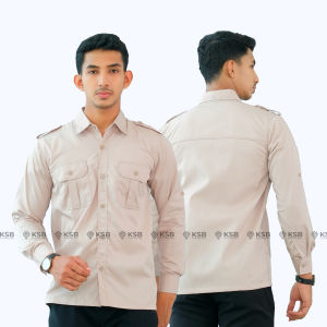 Baju Kemeja PDL PDH Pakaian Kerja Dinas Lapangan Outdoor Pria Wanita Lengan Panjang Bisa Custom Bordir Satuan Bahan American Drill Warna Biru - Konveksi Seragam Bekasi