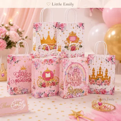 FP3137 (12PCS) HANDLE Princess Ever After Party Birthday Gift Paper Loot Bag Party Souvenir
