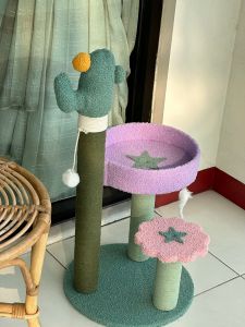 Scratcher Pad Post Mainan Garukan Kayu Kucing Vertikal Cakaran Kaktus Cat Toys