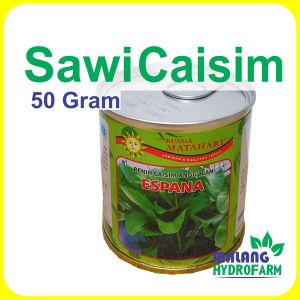 Benih Sawi Caisim Espana 50 gram kaleng Cap Bunga Matahari dataran rendah bibit biji sayur sayuran shinta hydroponik hidroponik