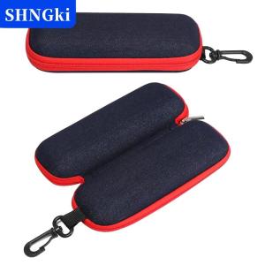 SHNGki Thời trang denim vải kính hộp dây kéo Kính mát bảo vệ container Kính mắt trường hợp kính đọc sách tổ chức mang theo túi