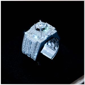 Nhẫn nam Bạc Xi Kim Moissanite Viên Chủ 6.3mm KNNA0006 Đá CC Kim Luxury