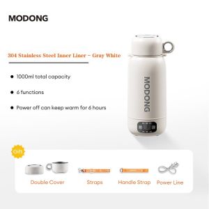 MODONG Car Portable Electric Kettle 1 Litre With Constant Temperature Heating For Outdoor Travel 1000ML Large Capacity Boiling Cup