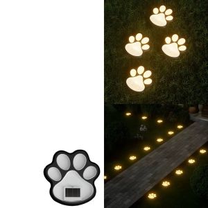Ecily 4 cái ngoài trời Đèn LED năng lượng mặt trời không thấm nước Chó mèo động vật in hình móng ánh sáng đường dẫn đèn thảm cỏ cho sân vườn sân cỏ mùa hè trang trí cắm trại tại nhà