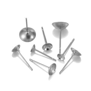 100 pcs Stainless Steel Settings Cabochon Bezel Trays Cup Blank Base shape ear Post Pin Earring for DIY Jewelry Making Findings