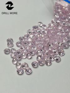 Primary Colour 4mm Cubic Zirconia Stone Loose Light Pink Round Flame Star Cut (Radiant Cut)Charms Beads Jewelry Making Materials