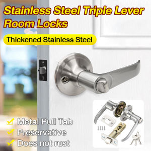 Door lock set ENTRANCE Lever Wave Handle Knob three-prong bathroom