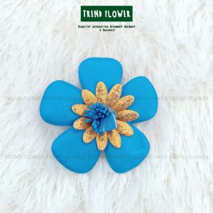 Bunga kain kelopak bulat biru hiasan mahar seserahan abaya hijab pernikahan murah unik