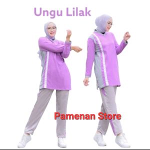 PROMO Setelan baju olahraga muslimah/Seragam training tunik hijab/ bahan baju katun tidak panas