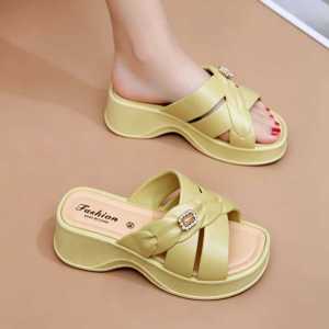 Free Shipping 2026 New Thick-Soled Outdoor Slippers For Women Versatile And Non-Slip Wedge Heel Slippers Lightweight And Comfortable For Summer