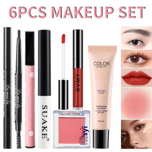 KK BEAUTY 6pcs make up set Eyeliner+foundation+Eyebrow pencil+Mascara+ Liptint+ Blush makeup complete set