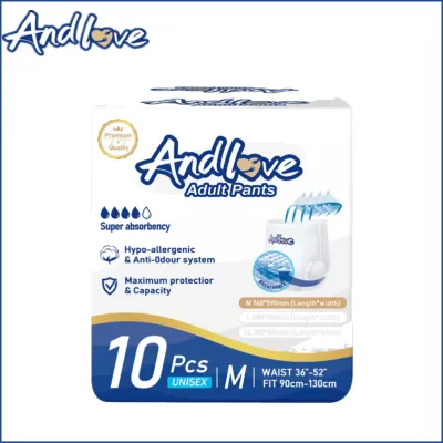 [24 hours delivery] ANDLOVE Adult Diapers S/M/L/XL/XXL (10Packs/100Pcs) Adult Pull-Up Pants Leak-Proof