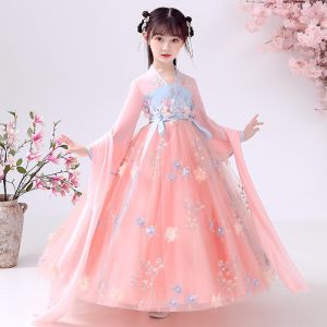 Hanfu Chinese Traditional Costume Girls Dress Kids Stage Dance Performance Lace Dress Kids Fairy Tangsuit Princess Dress