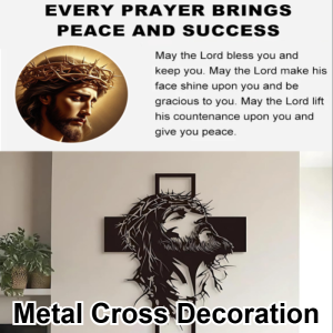 Metal Cross Wall Decor Religious Home Wall Hanging for Good Fortune and Luck Christian Gift for Housewarming Office