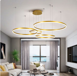 SUNMEIYI post-modern LED lights round ring type pendant lamp 220v 4-ring ceiling ceiling lamp is applicable to family living room shop restaurant decoration indoor home decoration lighting fixtures 3-year warranty