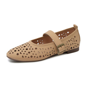 MIA Flat Sandals for Women Hollow Out Solid Round Toe Comfortable One Strap Doll Shoes