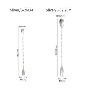 Stainless Steel Cocktail Stirrers Liquid Milktea Coffee Mixing Supplies with Long Hand