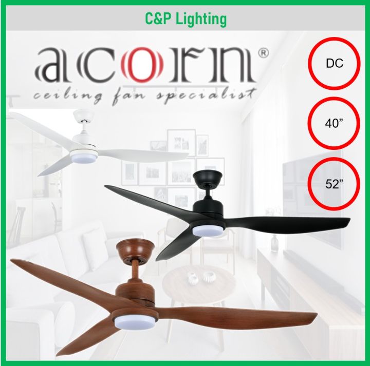 Acorn Intaglio DC159 40" / 52" 3 Blades Ceiling Fan With LED and