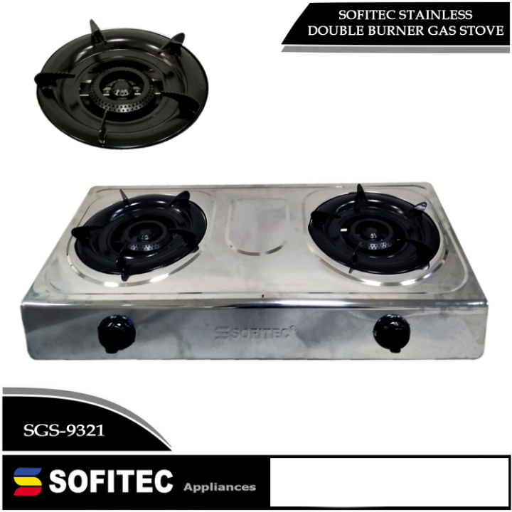 Double Burner Gas Stove Original Stainless Steel Sofitec SGS-9321 ...