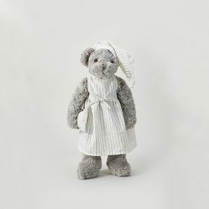 40cm Couple Teddy Bear Plush Toys Kawaii Grey Bears Stuffed Doll With Clothes Baby Children Birthday Christmas Gift for Boy Girl