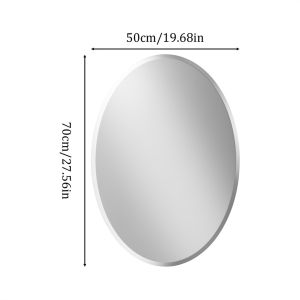 Large Oval Wall Mirror Silver Accent Decorative Mirror Bathroom Makeup Mirror Decor for Bedroom Bathroom