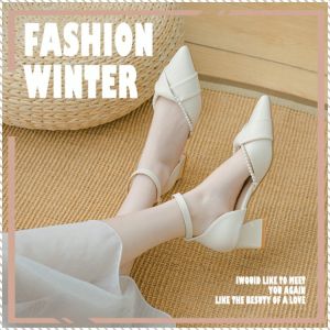 รองเท้าแตะฤดูร้อน ส้นหนา ทนทาน รองเท้าแตะลําลอง ปลายแหลม ส้นสูง สะดวกสบาย ดูดความชื้น