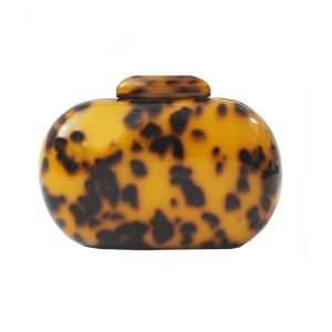 New Women Bag Vintage Leopard Amber Round Luxury Party Prom Evening Bags Dinner Handbag Woman Wedding Trendy Box Clutch Purse