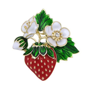 Sparkling Rhinestones Strawberry Brooch Pin Shaped Lapel Breastpin Accessory for Parties and Daily Wear