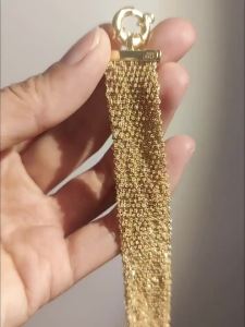 Bellux Italian Style Craftsmanship 925 Silver Woven Mesh Gold Chain Design Luxury Bracelet Womens Fine Jewelry