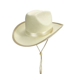 CANICECA Non-woven Kids Cowboy Hat Breathable Solid Color Costume Photography Accessories  with Windproof Rope Western Cowgirl Hat