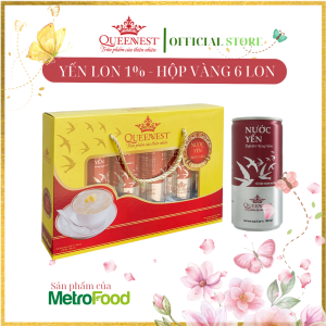 QUEENNEST Yến Sào 1% 190ml - Hộp Vàng 5 Lon Đóng Gói Tiện Lợi
