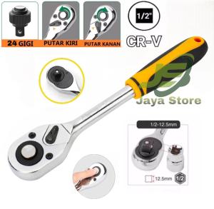 Gagang Ratchet Karet Socket Wrench Otomatis Ratchet Wrench Gagang Ratchet Mata Kunci Shock Stang Sok Socket Ratchet Chrome Vanadium Cr-V