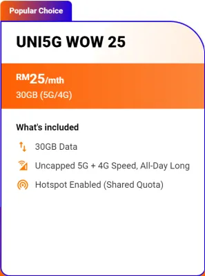 UNIFI 5G PREPAID Sim+Unlimited 4G Data *Unlimited 5G Data Unlimited Calls to all network