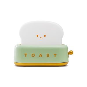 Cute Toaster Night Light USB Rechargeable Timer LED Night Lamp Adjustable Brightness Bedroom Bedside Sleep Lamp Birthday Gifts