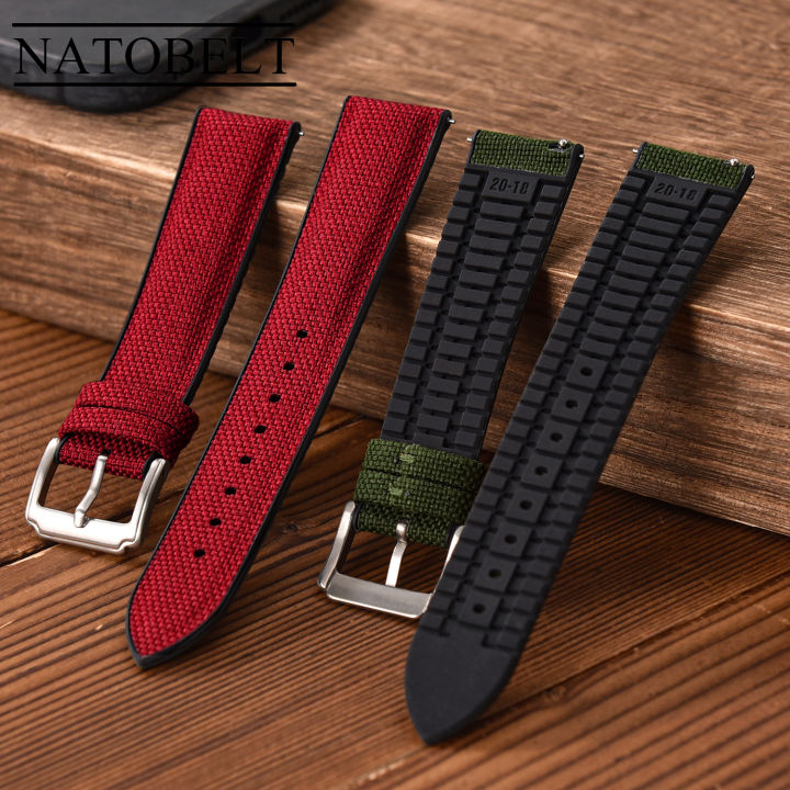 tonjett high quality multicolor nylon sailcloth watch... Quality Sailcloth Watch Strap18mm 19mm 20mm 21mm 22mm Silicone Rubber ...