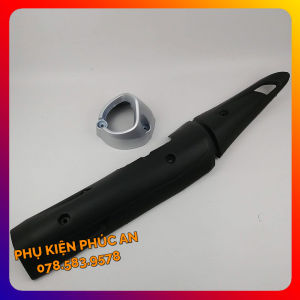 Ốp che ống pô xe Exciter 150 - pát bô cách nhiệt ống xả Ex150 Ex 150 kiểu Thái thay ốp zin đen nhám + đuôi bạc
