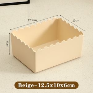 CANICECA Cream Color Desktop Storage Box Plastic Stackable Desktop Organizer Multi-functional Desktop Storage Bins Cosmetics Stationery