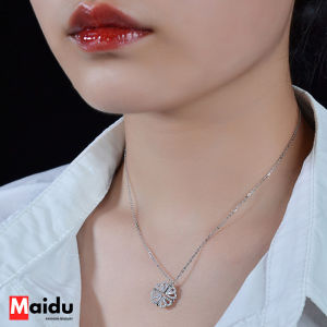 Maidu Jewelry สร้อยคอจี้โคลเวอร์สี่พับคู่รักสร้อยคอคริสตัลใบไม้สี่ดวงนําโชคสําหรับผู้หญิง วาเลนไทน์ วันเกิด ของขวัญวันแม่โซ่กระดูกไหปลาร้าเหล็กไทเทเนียม