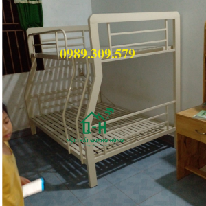 GIƯỜNG TẦNG SẮT HỘP VUÔNG 4X8 CAO CẤP MÀU KEM