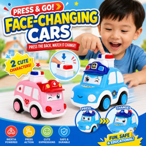 Cartoon Fire Truck Police Car Toy for Kids Press Inertia Vehicle No Battery Required Toddler Gift