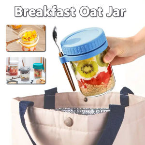 350ml Reusable Overnight Oats Jars with Spoon Portable Breakfast Cup Salad Cup Food Storage Cup