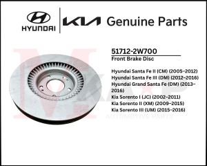 [ORIGINAL] Front Brake Disc Set for Hyundai Santa Fe / Grand Santa Fe & Kia Sorento  (51712-2W700)