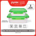 PYREX Microwave Safe Stainless Steel Container 2pc Set. 