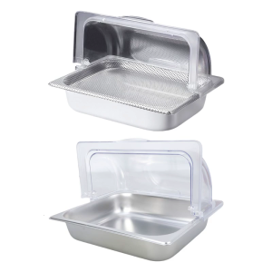 Stainless Steel Serving Trays Clear Cover Multiple Compartment Display Container for Hotel Buffets Party Use