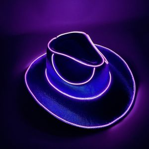 WAPKTY Light Up Cap Lights Cowboy Cowgirl Hat with LED for Dancing Party Dress Up Western Cowboy Hat Luminous Pearlescent Cowgirl Hat Gift