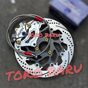 1PAKET PIRINGAN DISC 260MM + KALIPER 2PISTON + SELANG REM 90CM + BAUT DISC + BREKET 260MM BEAT VARIO SCOOPY MIO SMILE MIO SOUL FINO MIO J MIO M3 MIO SOUL GT MIO Z DLL