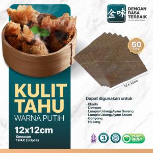 DRT - KULIT TAHU TAWAR COKLAT 12X12 ISI 50PCS HALAL | COCOK UNTUK GOHYONGHEKENGEKADOLUMPIA AYAM