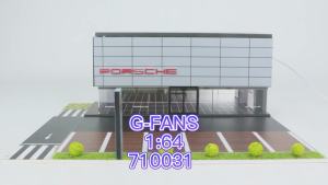 BEXON Hub G-Fans 1:64 Porsche Center Building Diorama Model With Lights (710031) PVC Material For Collections Displays Kids Toys CarLoverDieCast